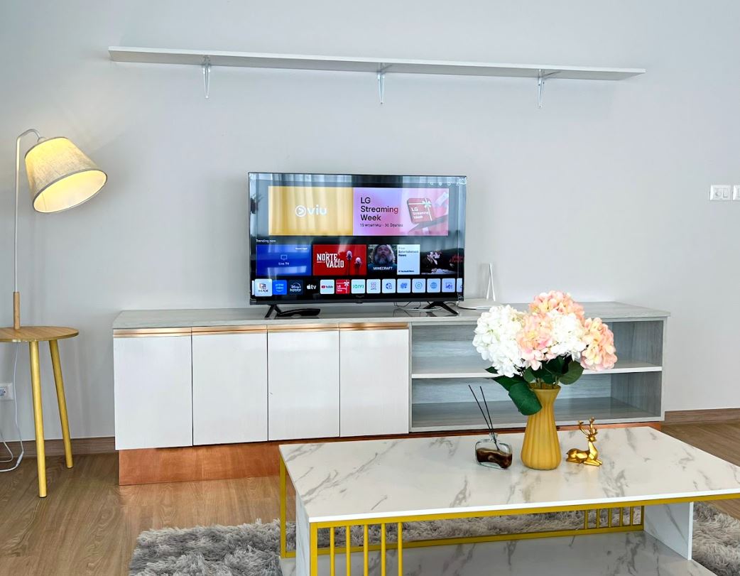 Smart TV displaying connected home interface